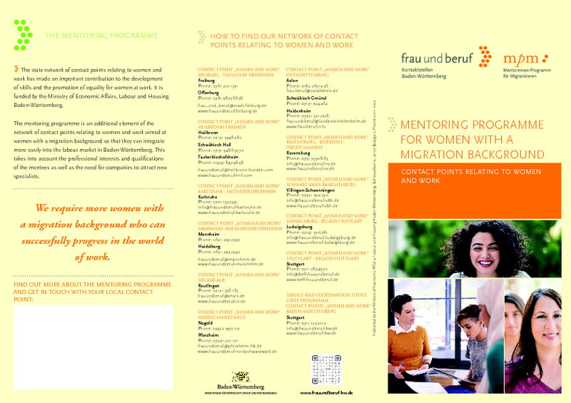 Flyer Mentorinnen-Programm für Migrantinnen (englische Fassung)