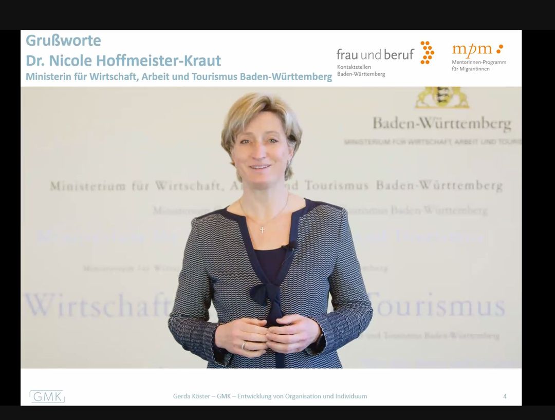 Videogruß: Wirtschaftsministerin Dr. Hoffmeister-Kraut 